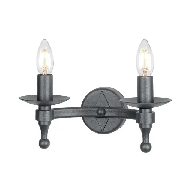 Warwick 2 Light Graphite Black Wall Light