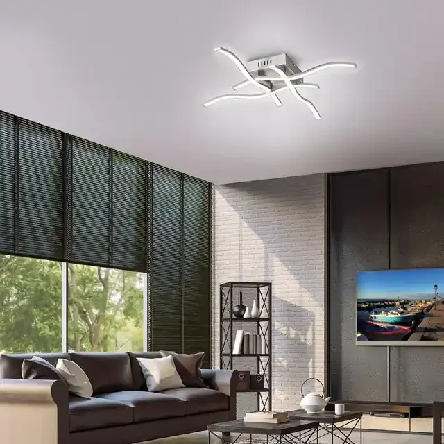 WAVE 4 Light Silver Medium Square Ceiling Light