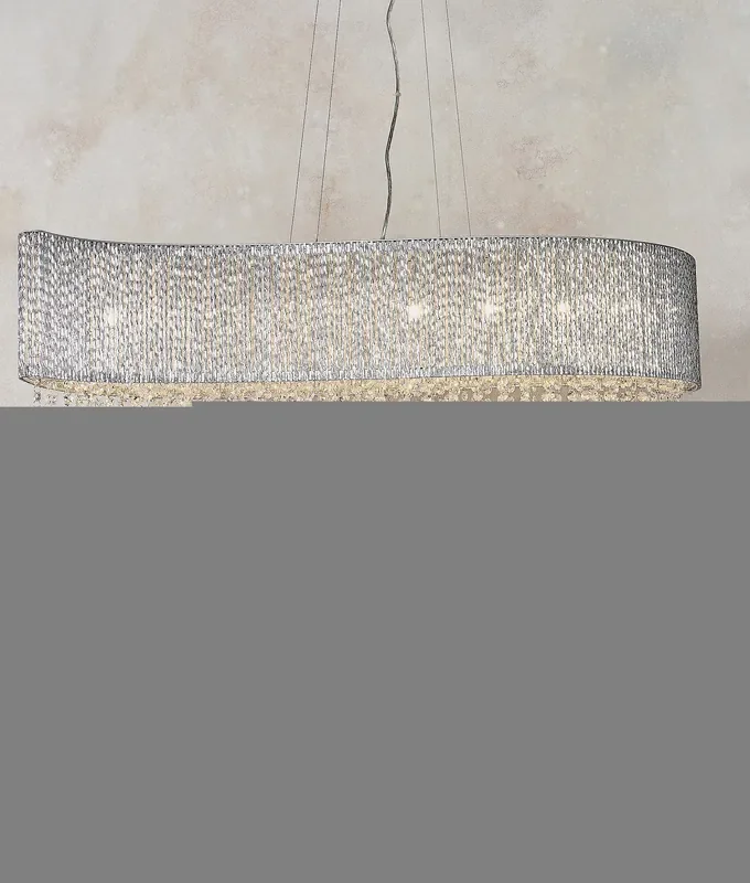 Wave Wire Suspended Ceiling Light with Crystals – 112cm Long