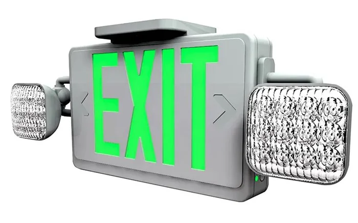 Westgate XT-CL-GW-EM Combo LED Exit Sign & Emergency, Universal Face, 120-277V, White Housing with Green Letters