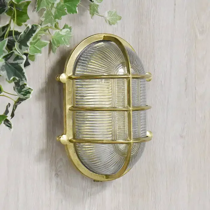 Westport Coastal Bow Outdoor Flush Wall Light – Brass – Online Lighting