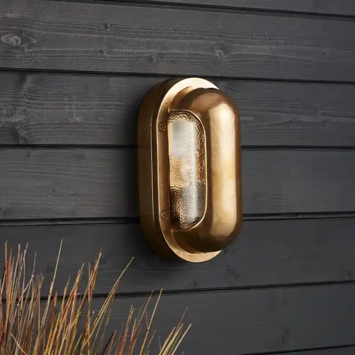 Westport Coastal Lyme Large Outdoor Flush Wall Light – Brass – Online Lighting