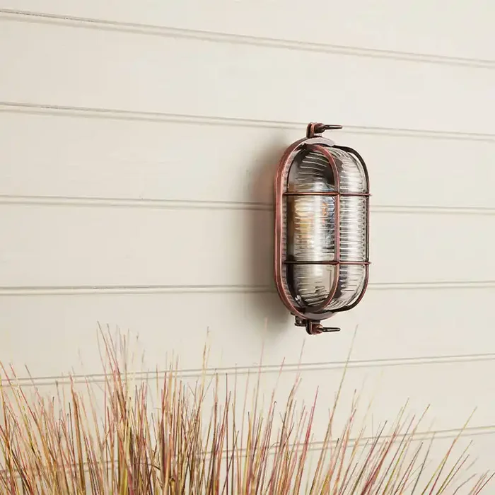 Westport Coastal Port Outdoor Flush Wall Light – Copper – Online Lighting