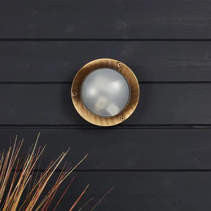 Westport Coastal Porthole Outdoor Flush Wall Light – Oxidised Brass – Online Lighting