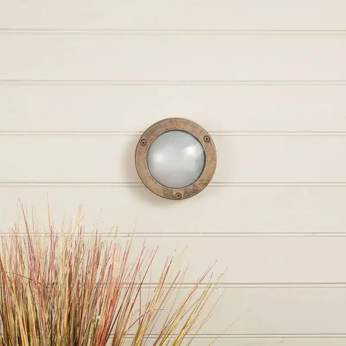 Westport Coastal Porthole Outdoor Flush Wall Light – Pewter – Online Lighting