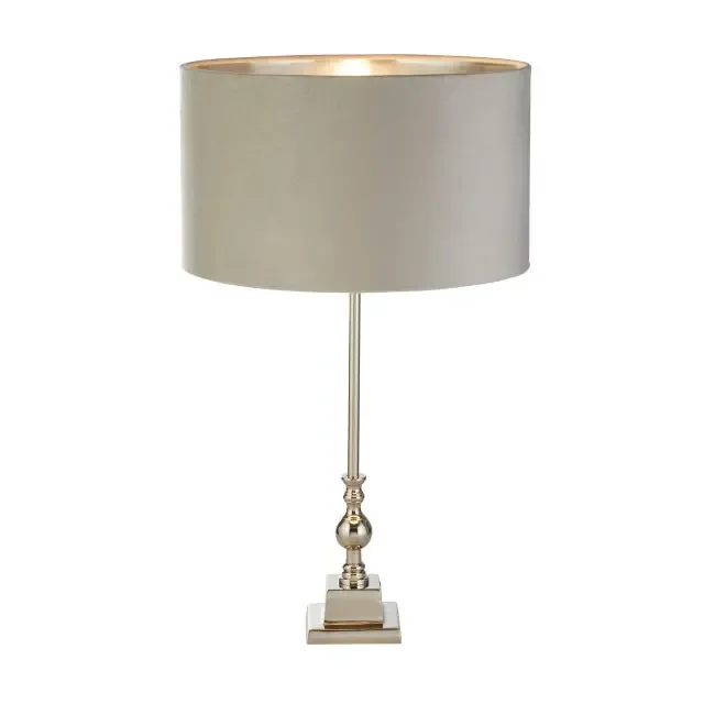 Whitby Chrome with Light Grey Shade Table Lamp