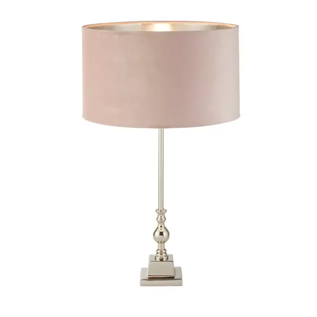 Whitby Chrome with Pink Shade Table Lamp