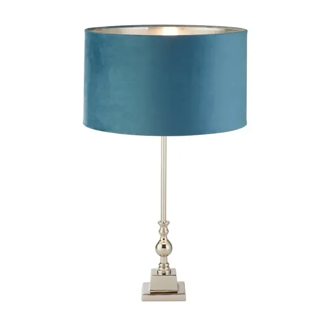 Whitby Chrome with Teal Shade Table Lamp