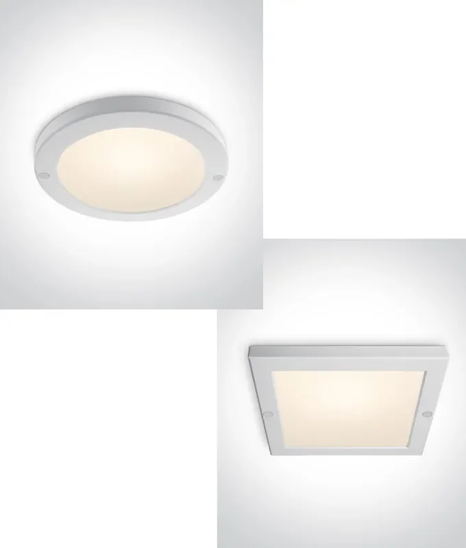 White 18w LED Flush Ceiling Light – Square or Round
