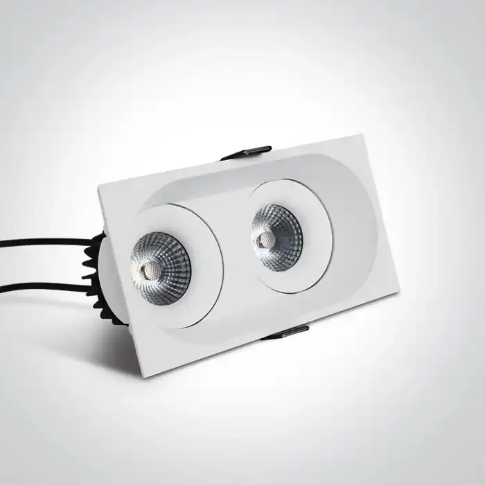 White 2×6,5W LED Dark Light Recessed adjustable spot, IP54.
