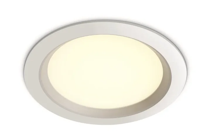 White 24W SMD LED recessed downlight, budget range, IP20.