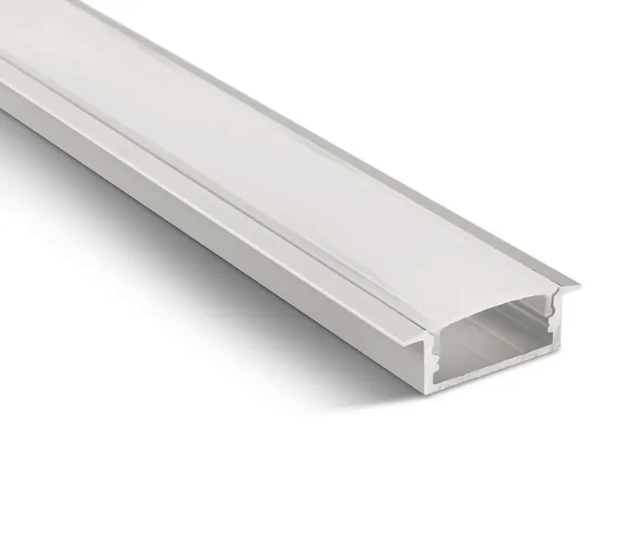 White 2m Recessed aluminium profile with PC opal diffuser.