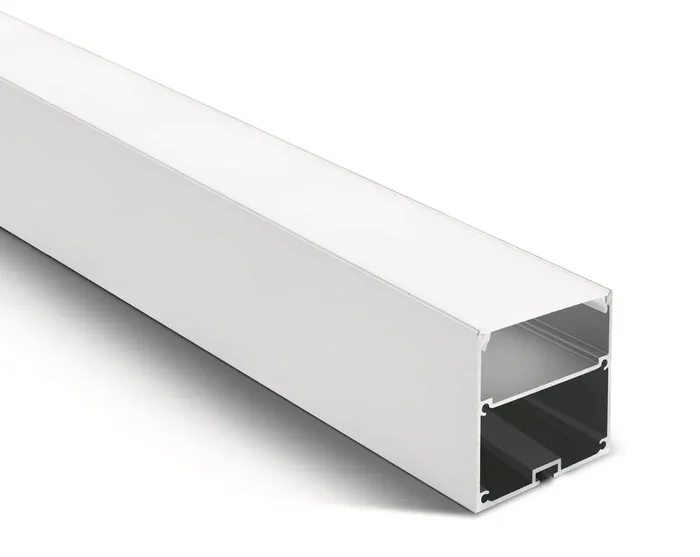 White 2m Surface aluminium profile with PC opal diffuser and space to fit slim range driver.