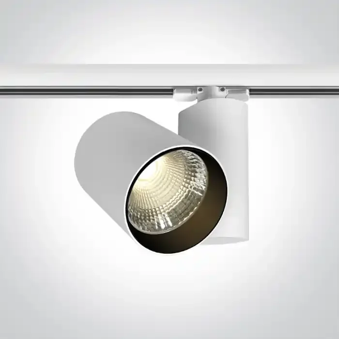 White 36W track spot with COB LED, ideal forshops and showrooms.