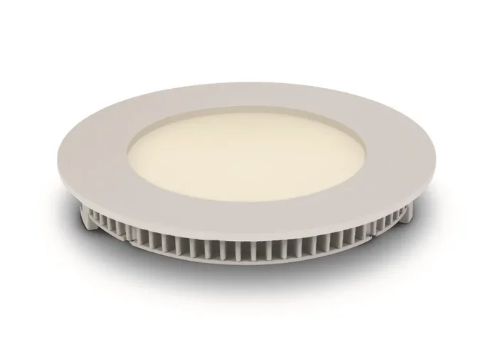White 8W slim downlight LED, IP40, ideal for commercialapplications such as offices, galleries and showrooms.