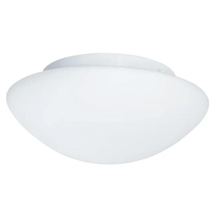 White Bathroom Modern Round Flush Light with Opal Glass Shade 280mm