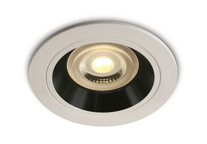 White-Black Dark Light Recessed mains spot with GU10 lampholder.