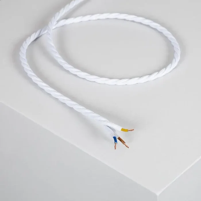 White Braided Electric Textile Cable – Ledkia