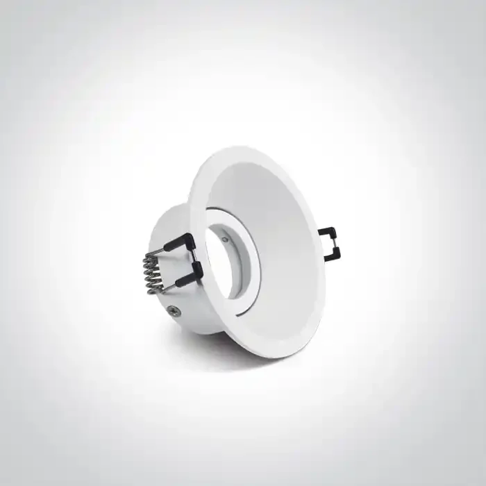 White Dark Light Recessed Round adjustable mains spot with GU10 lampholder.