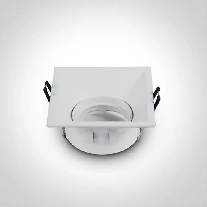 White Dark Light Recessed Square adjustable mains spot with GU10 lampholder.