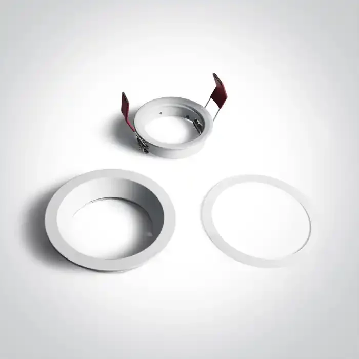 White IP65 Bathroom Recessed mains spot with GU10 lampholder.