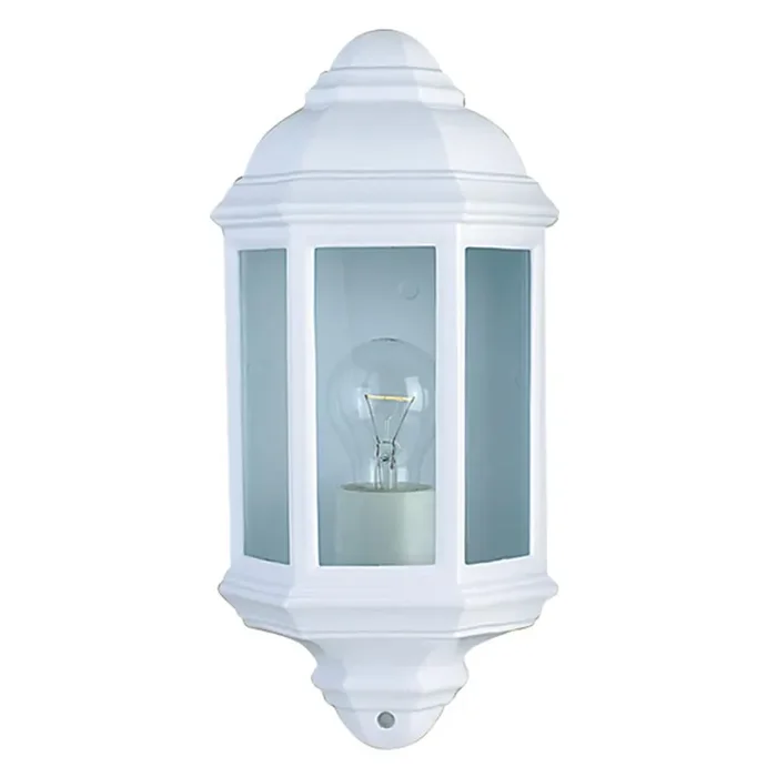 White Outdoor 1 Lamp Traditional Flush Lantern Wall Light