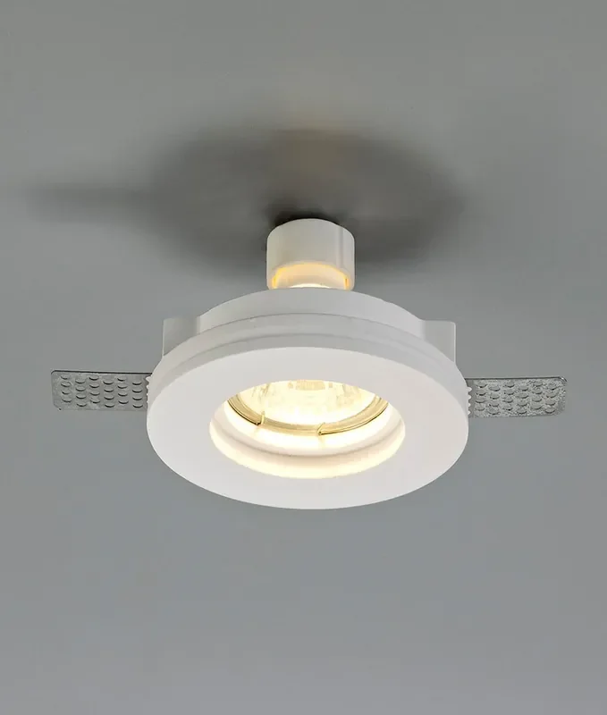 White Paintable Gypsum Round Stepped Recessed Spotlight