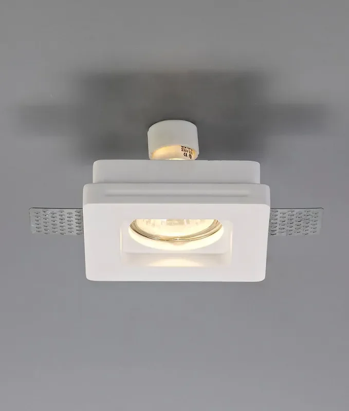 White Paintable Gypsum Square Stepped Recessed Spotlight