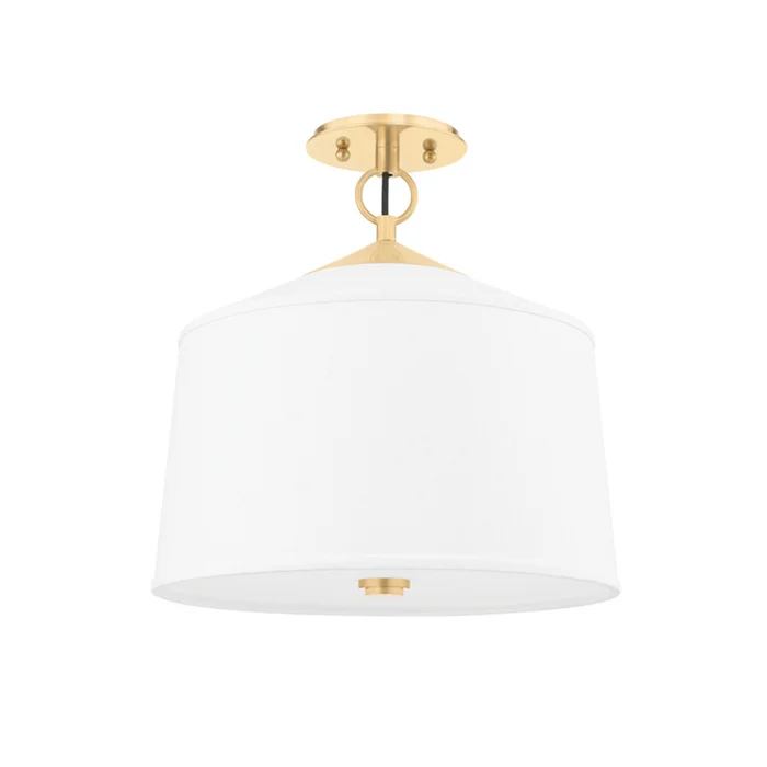White Plains One Light Semi Flush Mount in Aged Brass (70|5210-AGB)