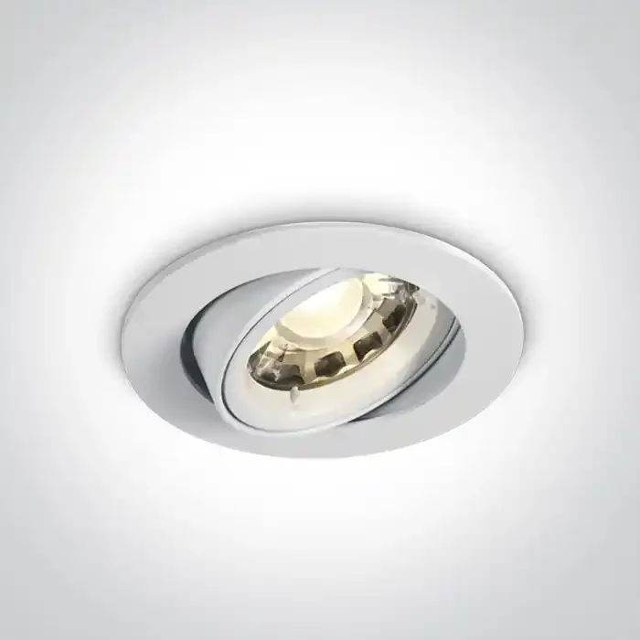 White Recessed adjustable mains spot with GU10 lamp holder.