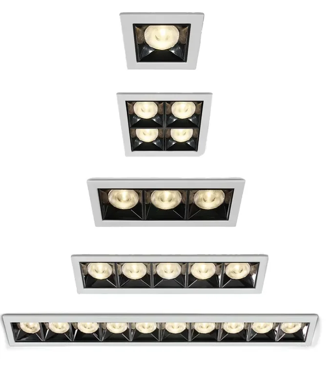 White Recessed COB LED Spotlights – Dark Chrome Mirror Reflector