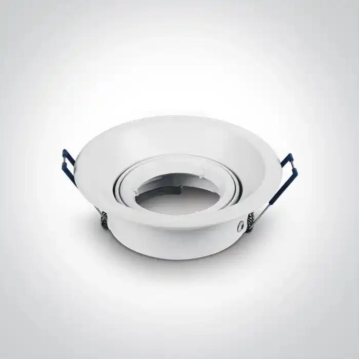 White Semi Dark Light Recessed Round adjustable mains spot with GU10 lampholder.