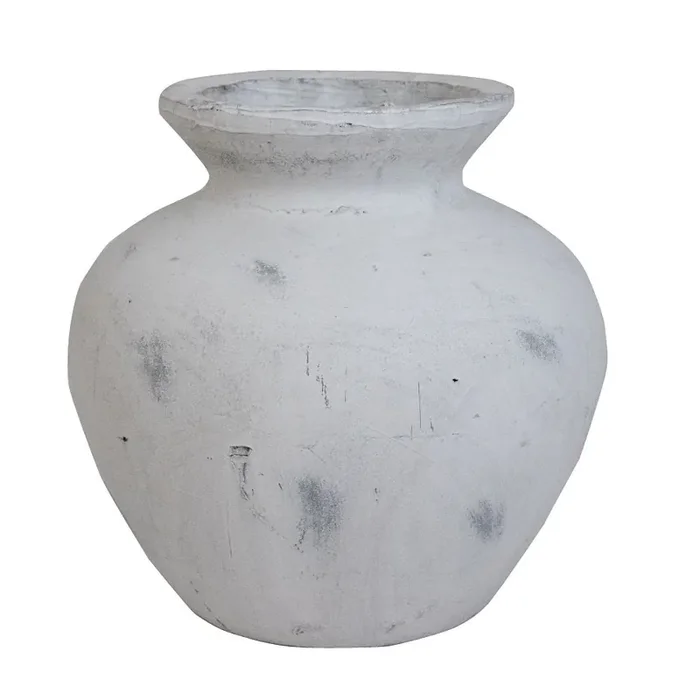 White Stone Effect Vintage Ceramic Vase and Plant Pot 30cm