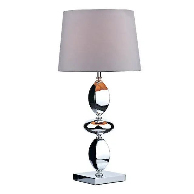 Wickford Polished Chrome with Grey Tapered Shade Table Lamp