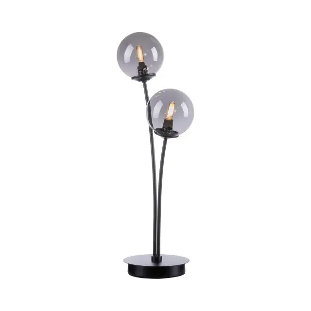Widow 2 Light Black with Smoked Glass Table Lamp