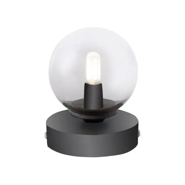Widow Black with Smoked Glass Table Lamp