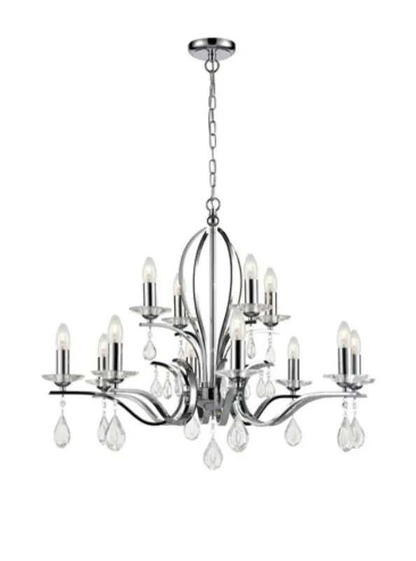 Willow 12 Light Chrome with Crystal Chandelier