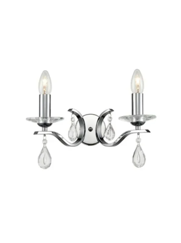Willow 2 Light Chrome with Crystal Wall Light