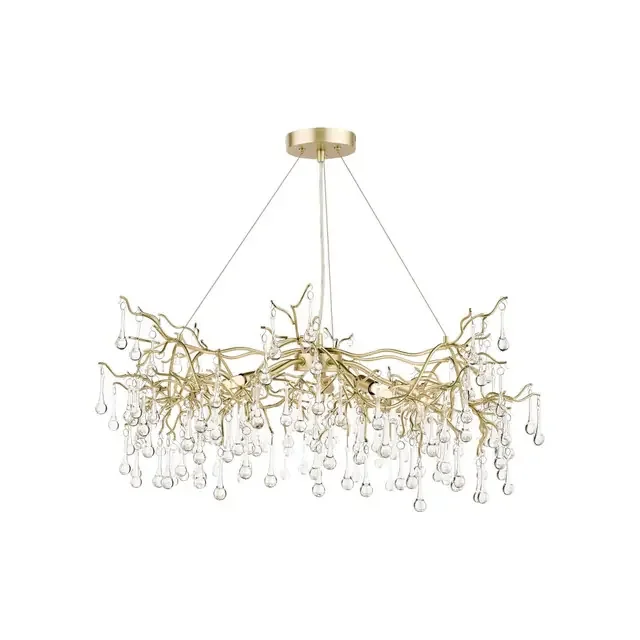 Willow 5 Light Satin Champagne with Crystal Pendant Light