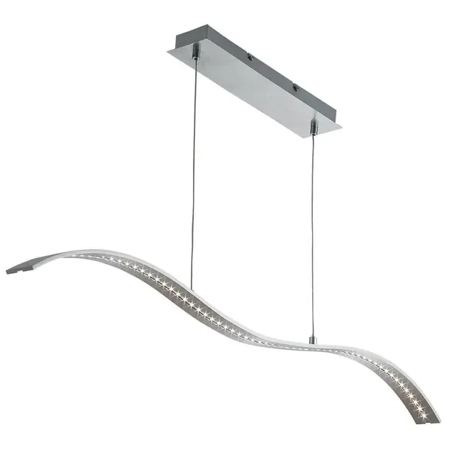 Wing Led Bar Lights – Pendant Bar Satin Silver – Wavey