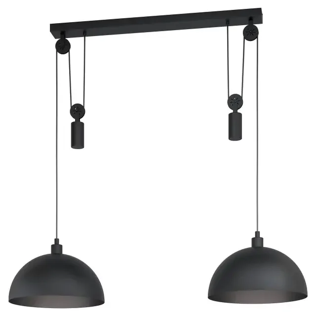 Winkworth 1 2 Light Black Steel Rise and Fall Bar Pendant Light
