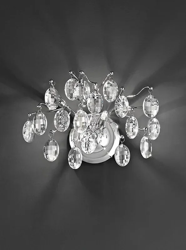 Wisteria 2 Light Chrome with Crystal Wall Light