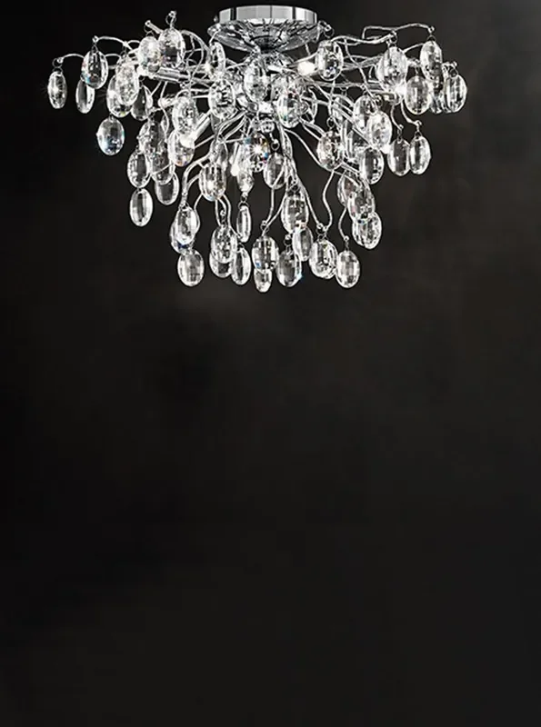 Wisteria 8 Light Chrome with Crystal Flush Ceiling Light