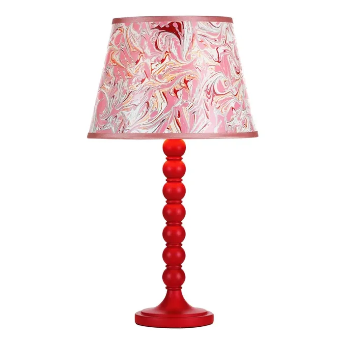 Wooden Red Table Lamp With Shade (0183SPO4225)