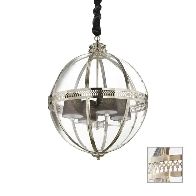 World SP4 4 Light Antique Brass with Clear Glass Diffuser Pendant Light