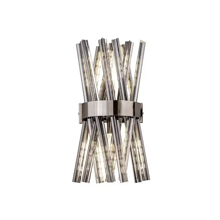 Woxsall Glass Flush Wall Light – Polished Nickel and Smoked Glass – Online Lighting