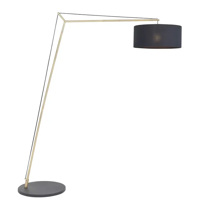 XL Angular floor light in matt brass with black shade (0711STY92623)