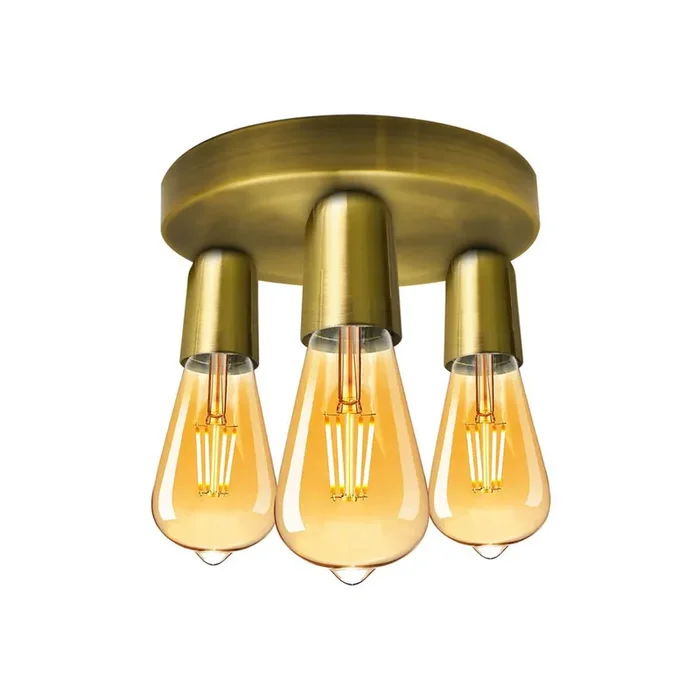 Yellow Brass Flush Ceiling Light – Without Bulbs