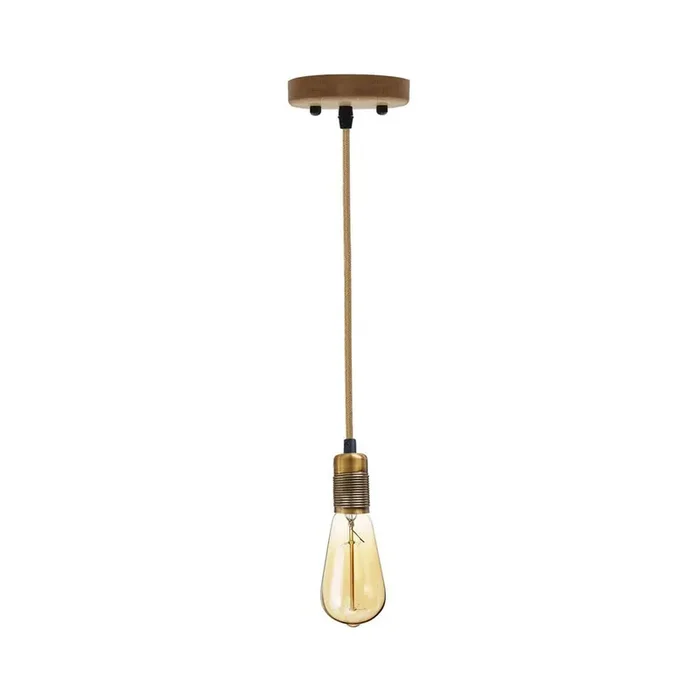 Yellow Brass Vintage Hemp Pendant Light
