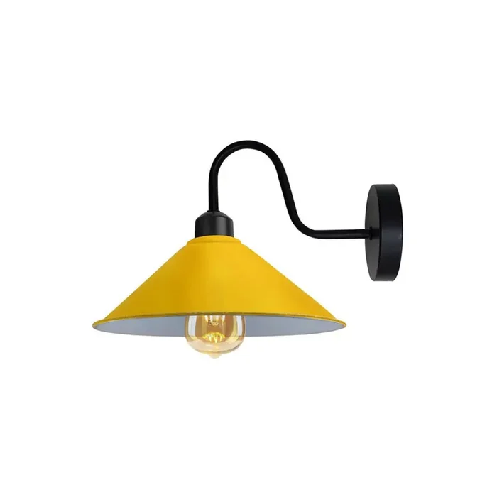 Yellow Cone Retro Swan Neck Wall Light – With Bulb